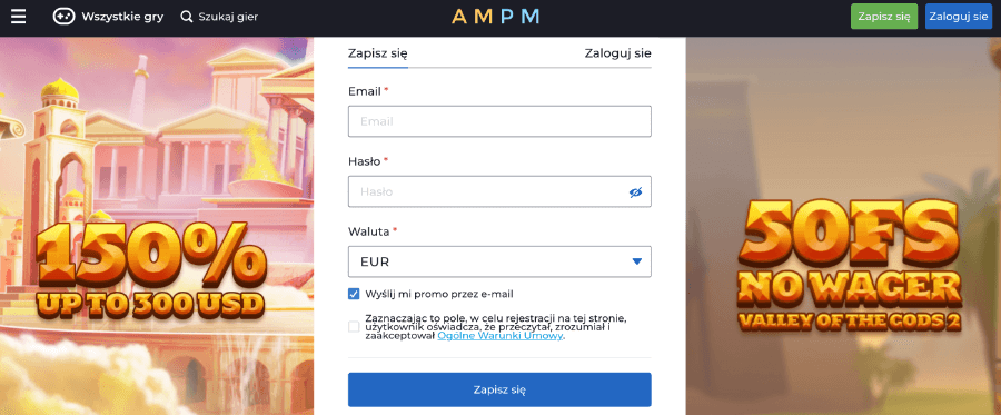 Rejestracja w AMPM Casino