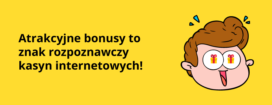 Infografika - głowa zaskoczonego (pozytywnie) faceta, który zamiast wytrzeszczonych z wrażenia oczu ma prezenty.