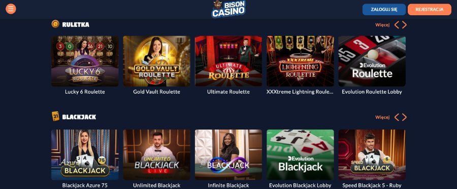 Kasyno na żywo w Bison Casino