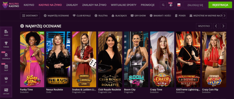 Kasyno na żywo w Malina Casino