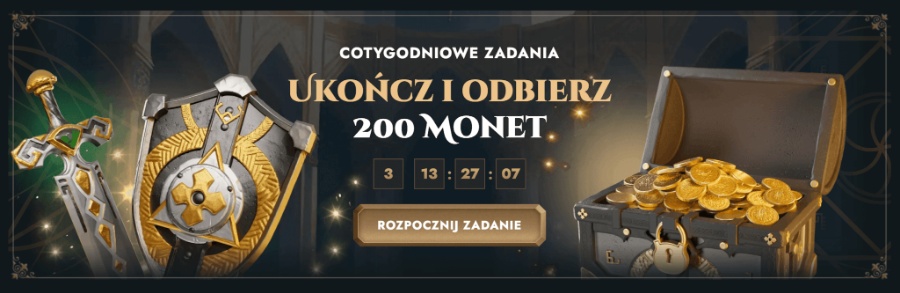 Cotygodniowe zadania i skrzynia pełna złotych monet w Lucky Heroes.